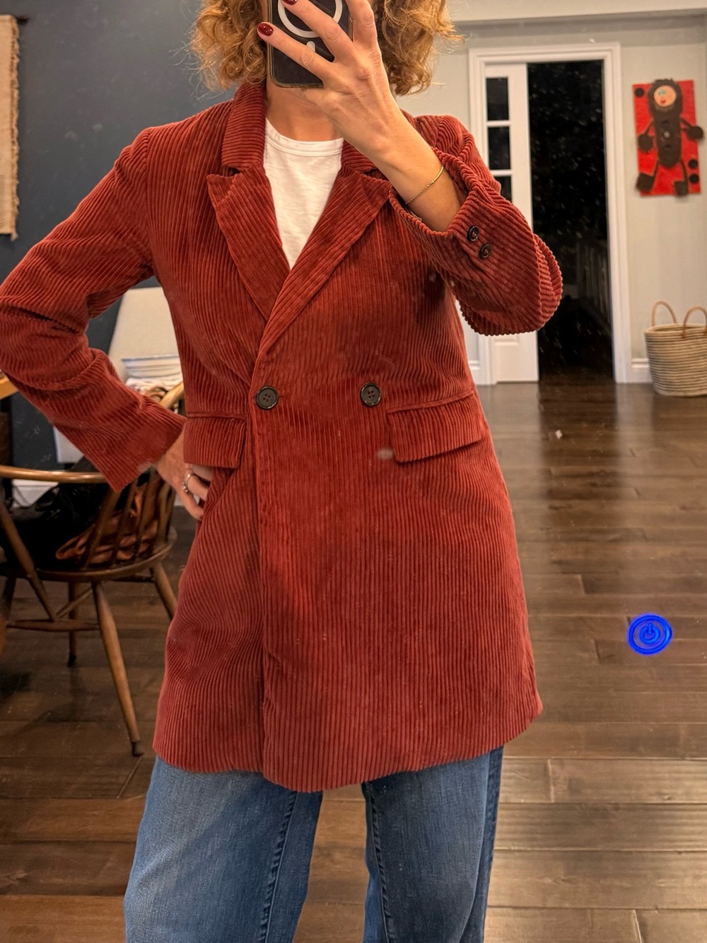 Alter'd State Burgandy Red Coruroy Double Brested Jacket - Size M